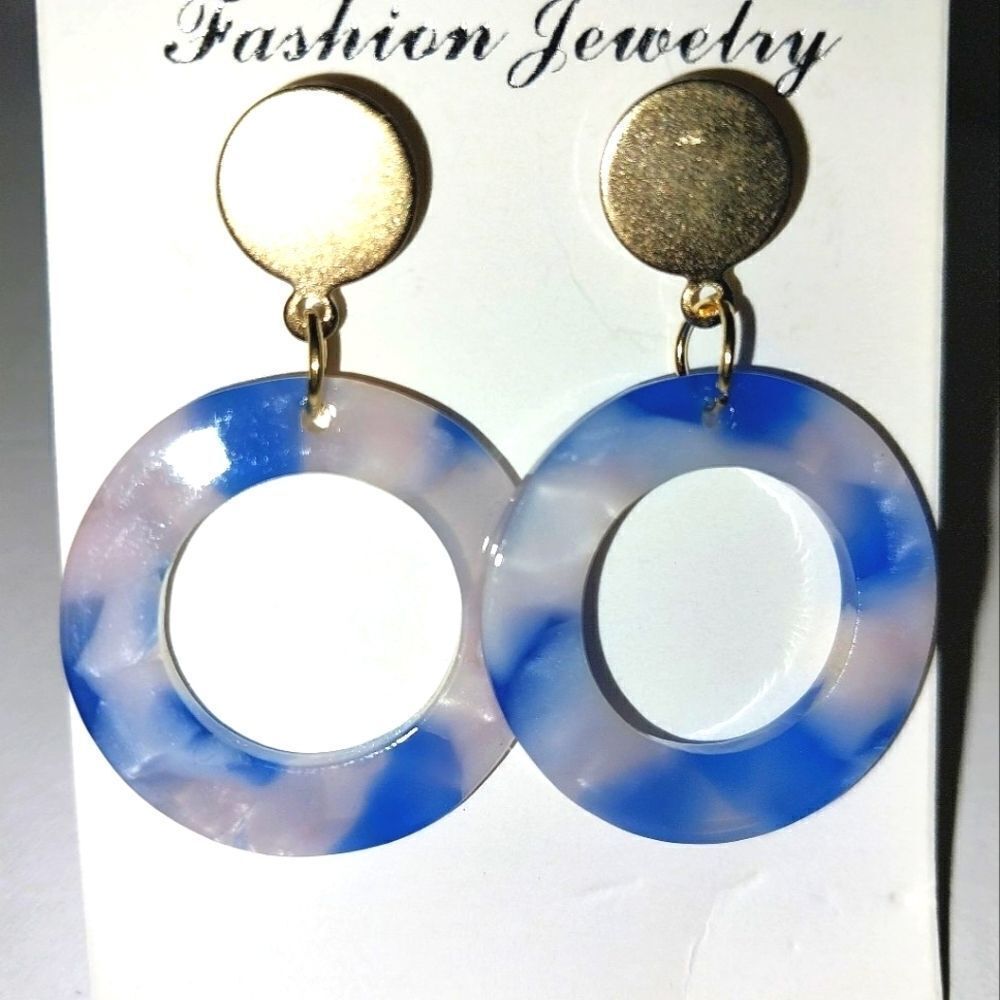Blue Small Trendy Acrylic Resin Earrings